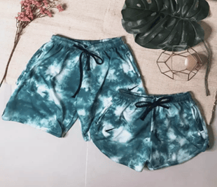 photo of matching tie dyed shorts