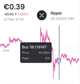 Image of an amateur cryptocurrency investor's initial XRP investment