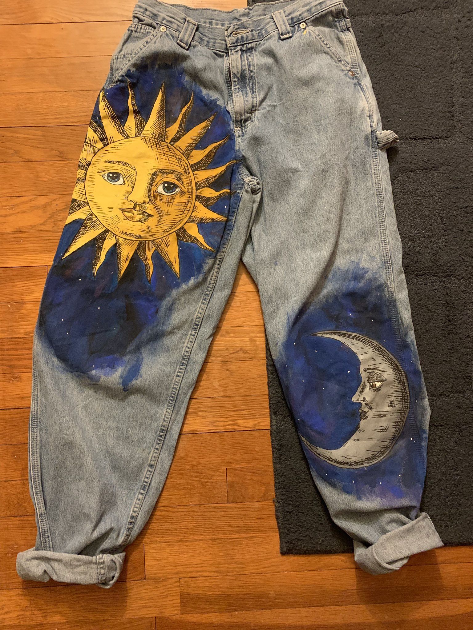 Upcycling old clothes using eco-friendly fabric paints.